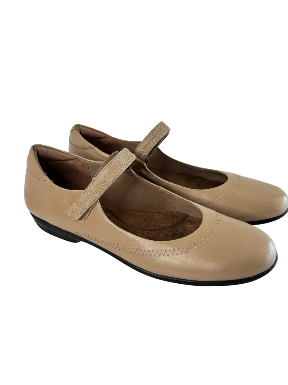Walking Cradles Mary Jane Ballet Flats Sz 10.5 N Tan Leather Womens Comfort Shoe
